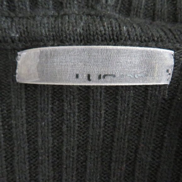 New Black Leather Ribbed Wool Cropped Zipper Hood Women’s Fashion Jacket size L - Picture 8 of 10